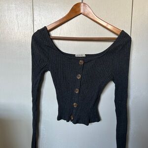 Heart Hips Charcoal Ribbed Knit Top